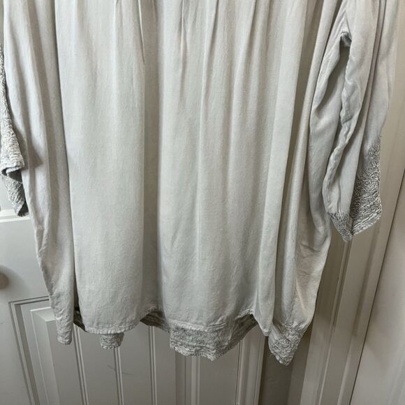 Solitaire 1X Top Cream Embroidered Tunic Boho Peasant Goblincore Fairy Popover - Picture 10 of 11